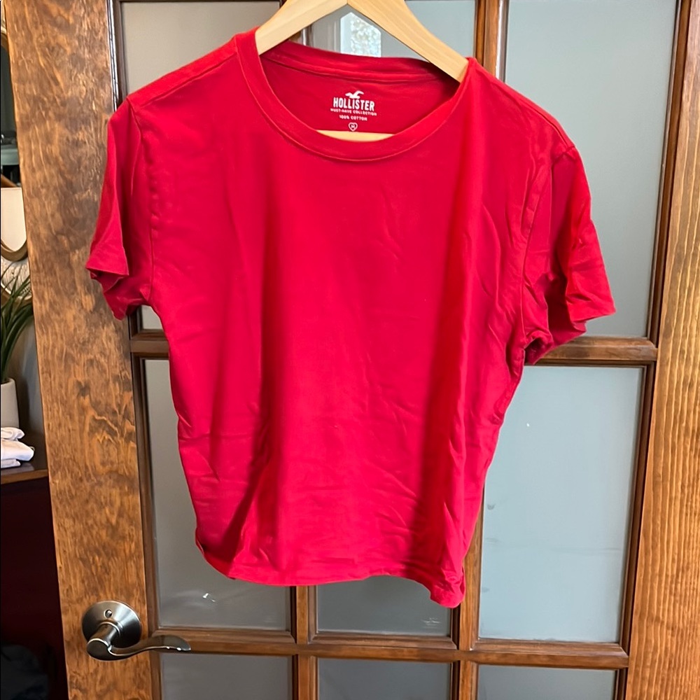 Hollister Red Crop Short Sleeve T-Shirt